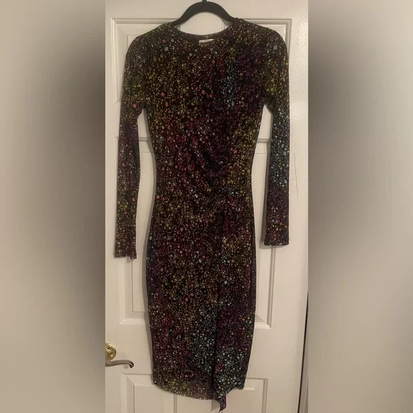 leith floral print midi dress Leith Black Large Floral Print Midi Dress
